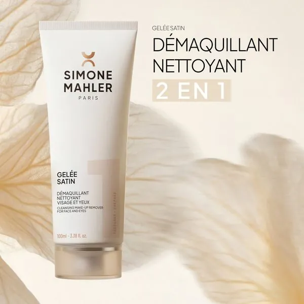 Gelée Satin Simone Mahler, démaquillant nettoyant visage et yeux